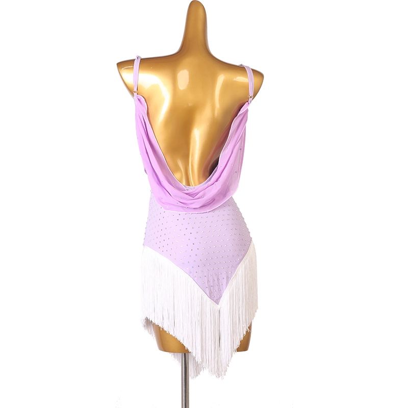 Customisable-Women's Spaghetti Strap Sleeveless Performance Latin Dance Dress Dance Wear