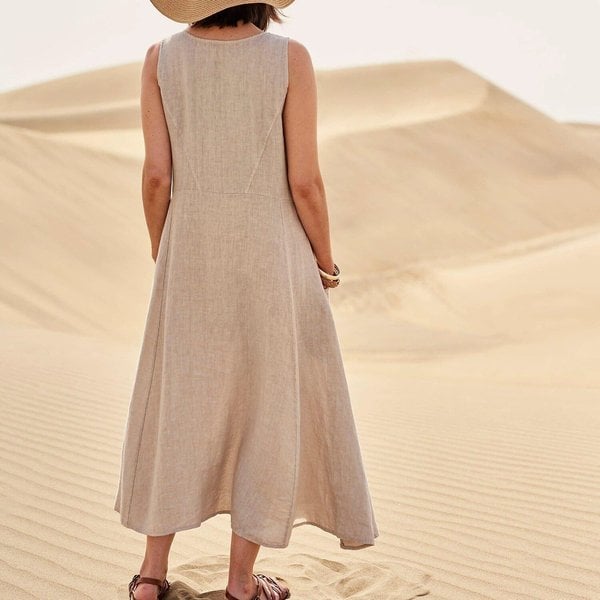 🔥 Last Day Promotion 48% OFF 🔥Women's Sleeveless Cotton And Linen Dress