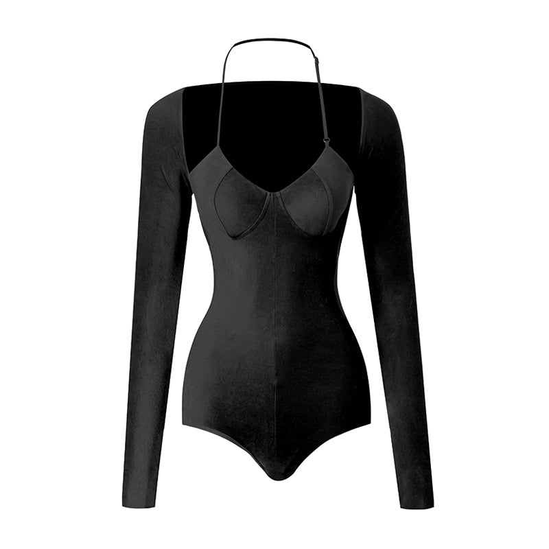 Z Women's Milk Silk Long Sleeve Bodysuit Practice Dance Wear