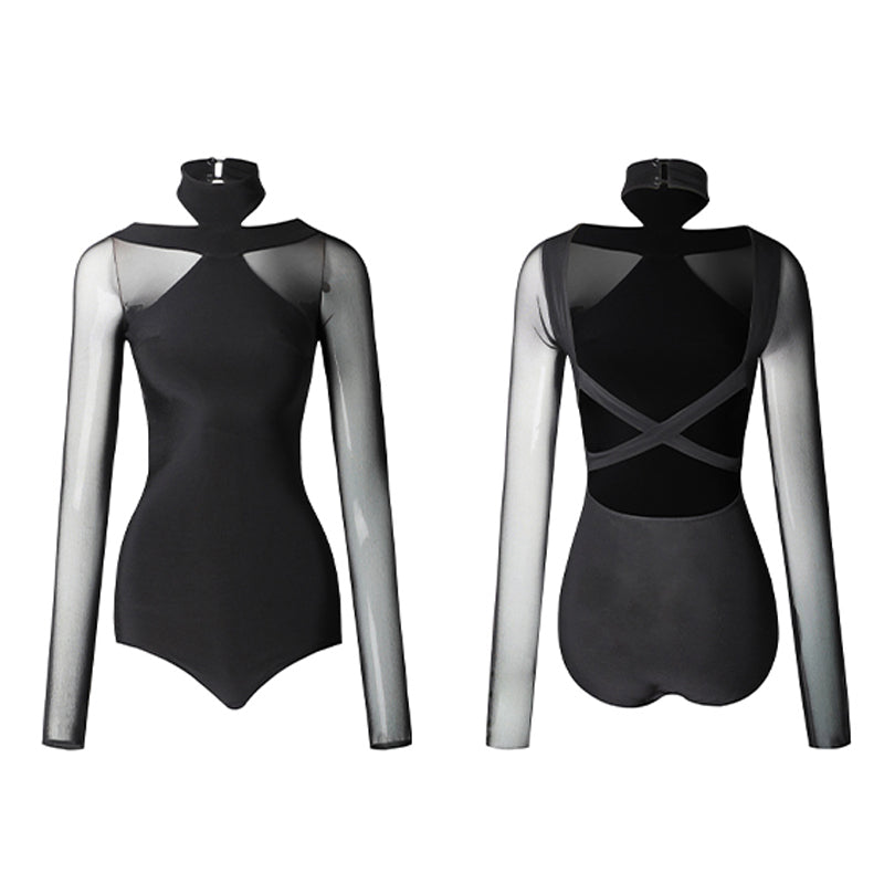 Z Women's Milk Silk Long Sleeve Bodysuit Practice Dance Wear