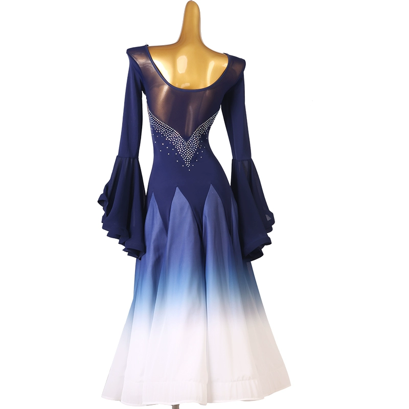 Customisable-Women's Horn Sleeve Waltz Ballroom Dance Competition Modern Dance Large Swing Dress