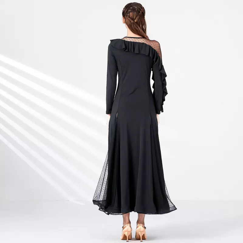 Women's Long Sleeve Modern Dance Performance Dress Waltz Ballroom Dance Dress
