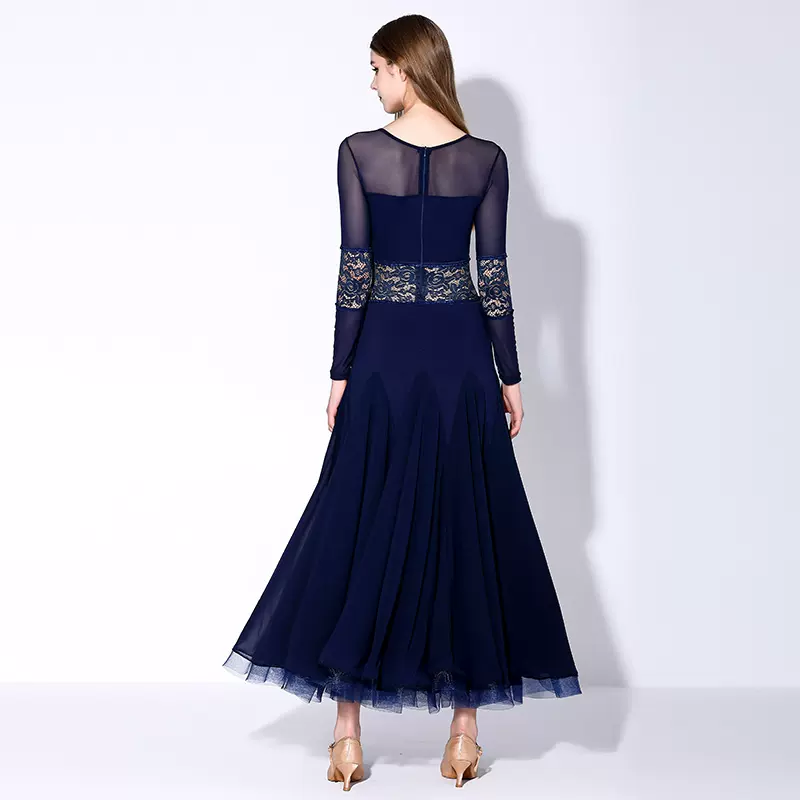 Women's Dark Blue Modern Dance Performance Dress Waltz Ballroom Dance Dress