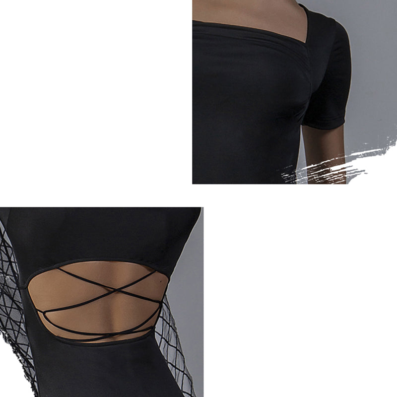 WJJ Women's Backless Dance Bodysuit Ballroom Dance Tops Professional Training Clothes
