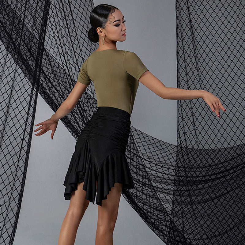 WJJ Women's Latin Dance Skirt Standard Short Skirt Training Clothing