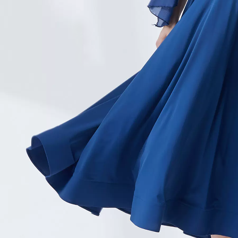 YUN Customisable-Women's Batwing Sleeve Diamonds Waltz Modern Ballroom Dance Dress Competition Dress