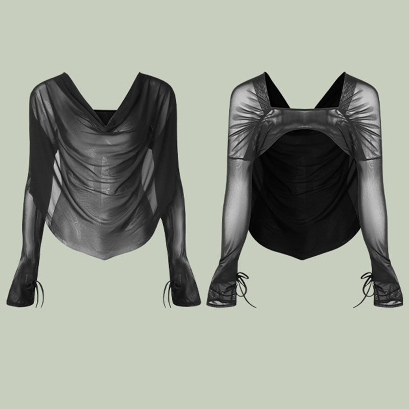 Z Women's Mesh Long Sleeve Latin Dance Tops Dance Wear Dance Tops