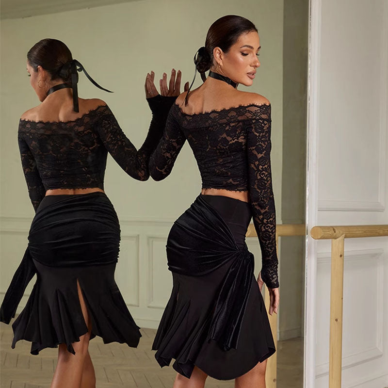 Z Women's Lace Long Sleeve Latin Dance Tops Dance Wear Dance Tops