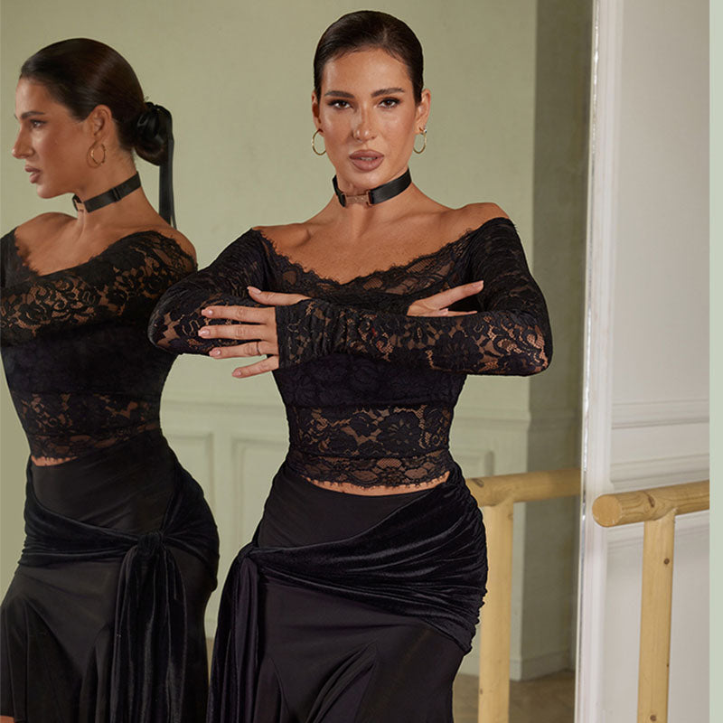 Z Women's Lace Long Sleeve Latin Dance Tops Dance Wear Dance Tops
