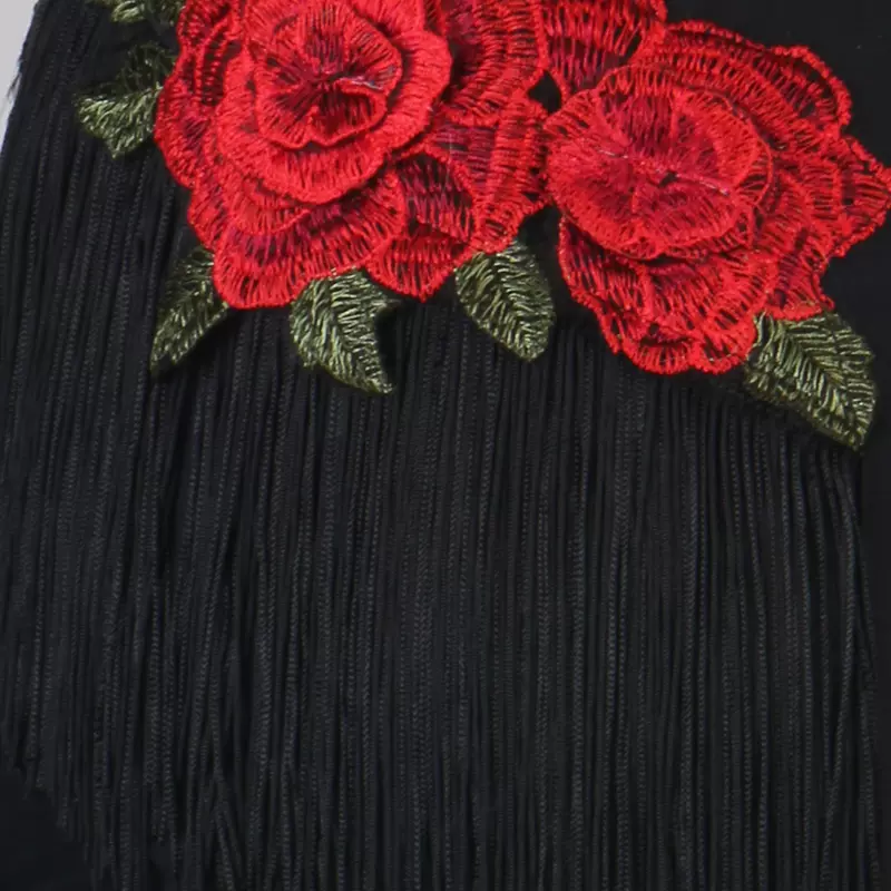 Customisable-Women's Black V-Neck DanceWear Ballroom Dance Dress