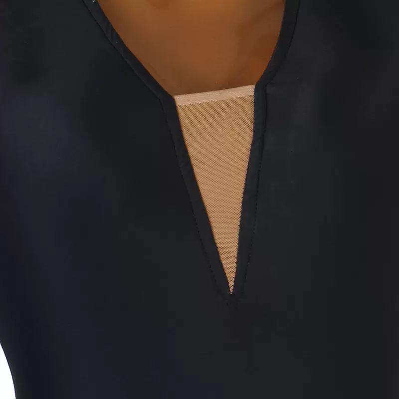 Customisable-Women's Black V-Neck DanceWear Ballroom Dance Dress
