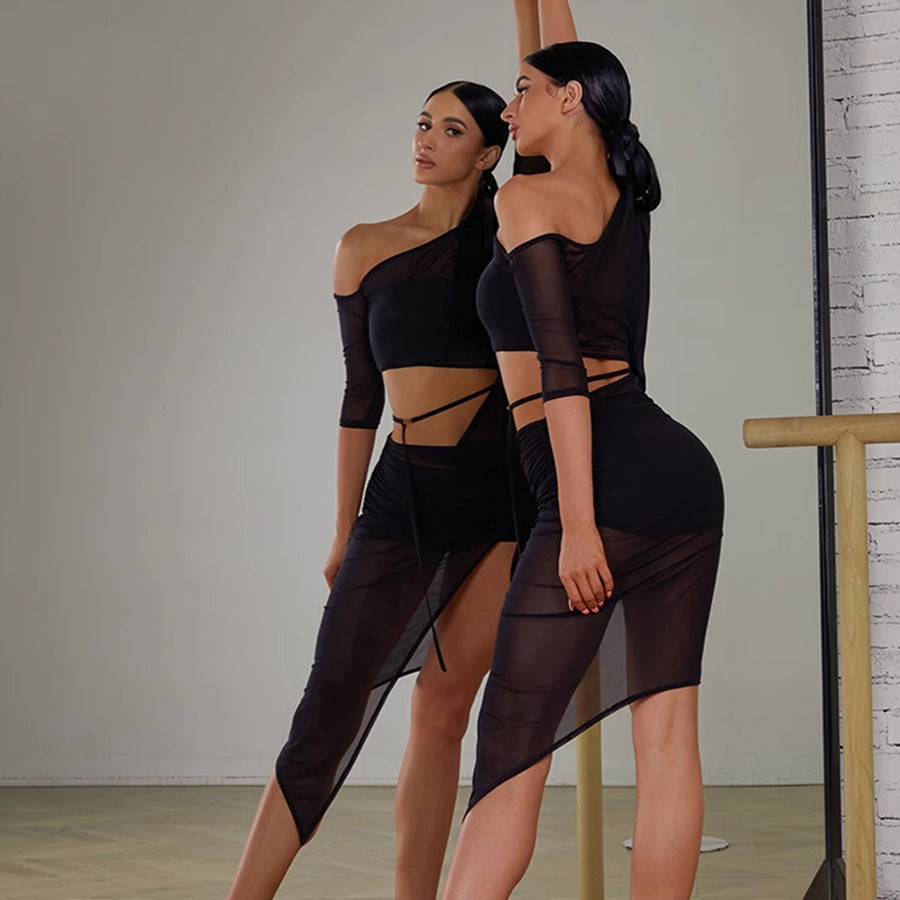Z Women's Off Shoulder Dance Dress DanceWear Training Performance Dress