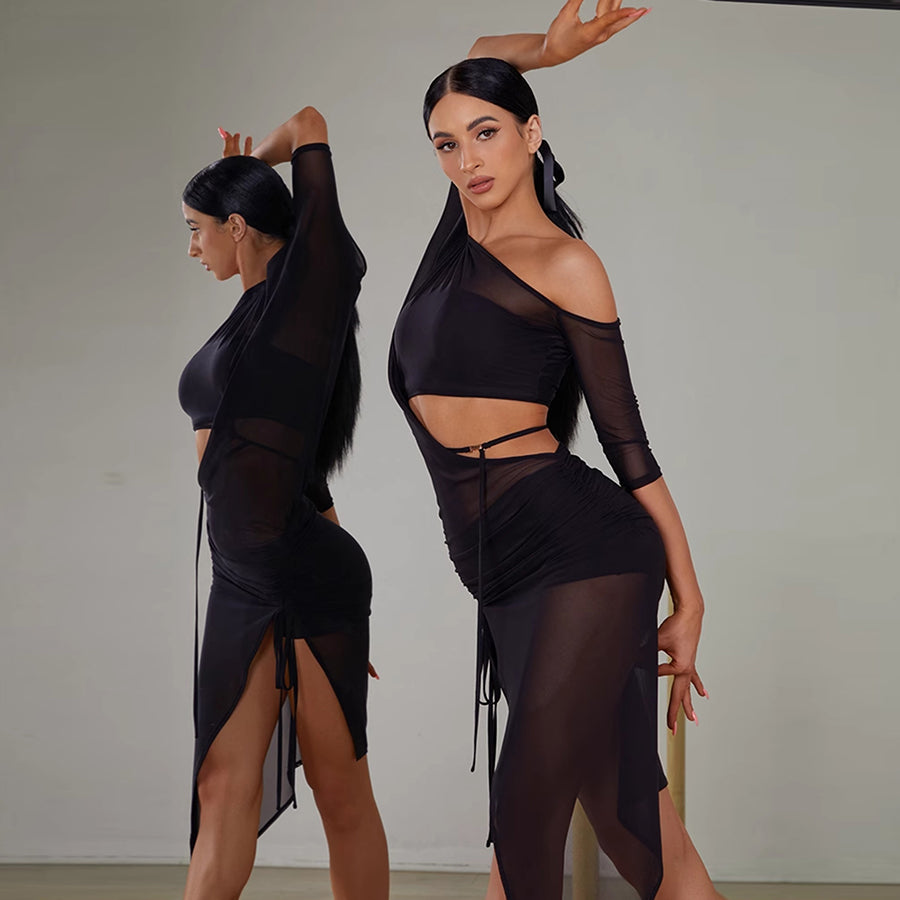 Z Women's Off Shoulder Dance Dress DanceWear Training Performance Dress