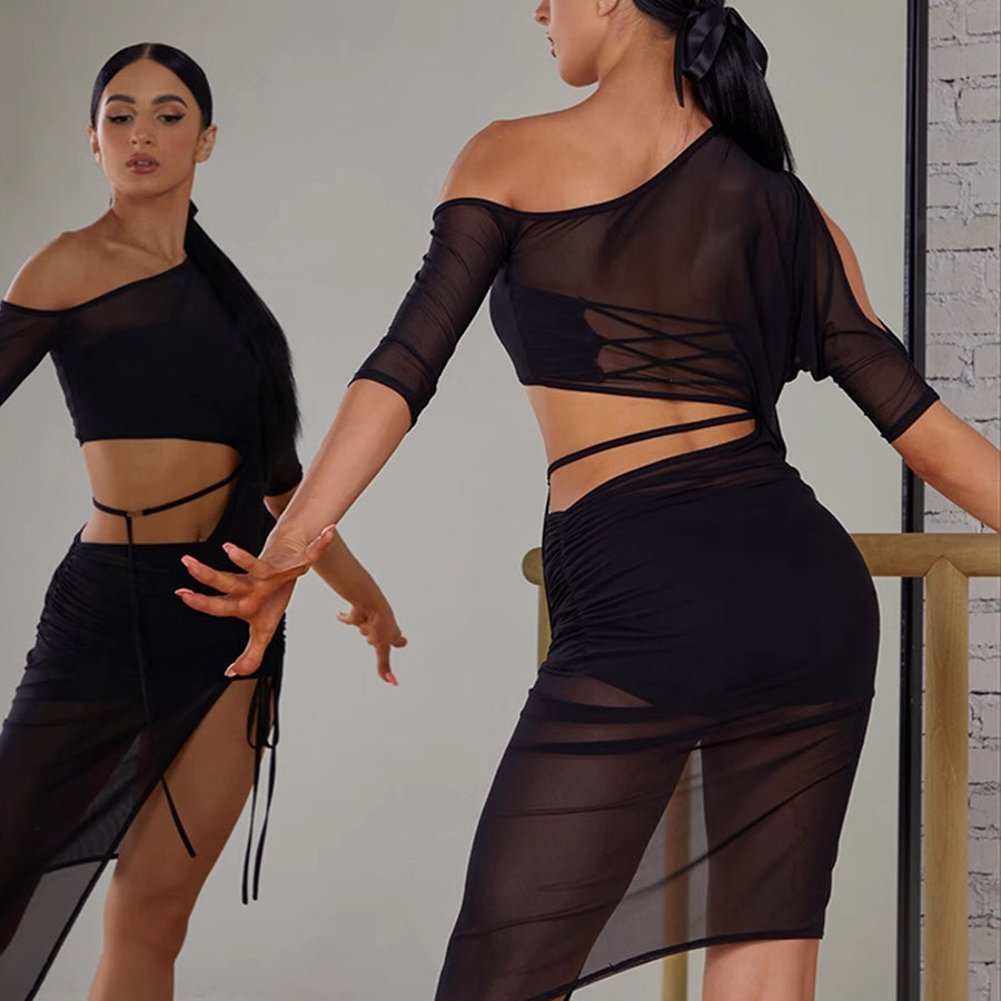 Z Women's Off Shoulder Dance Dress DanceWear Training Performance Dress