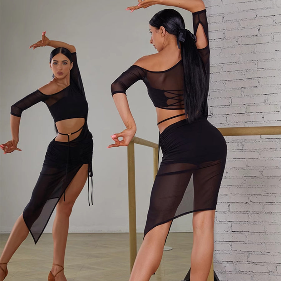 Z Women's Off Shoulder Dance Dress DanceWear Training Performance Dress