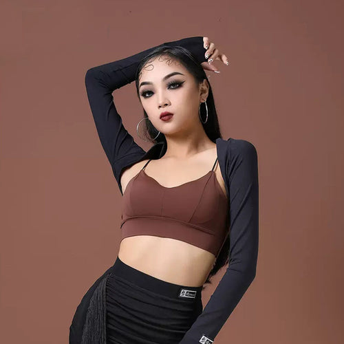 HC Women's Black Mesh Long Sleeve Dance Bodysuit DanceWear Performance Clothes