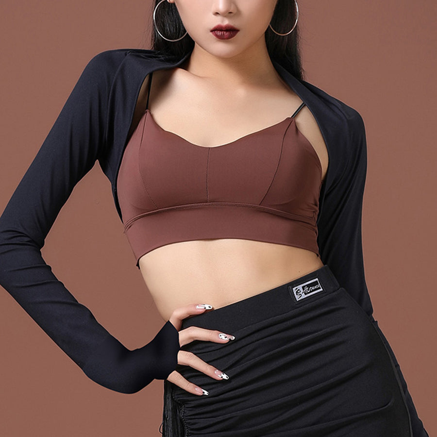 HC Women's Black Mesh Long Sleeve Dance Bodysuit DanceWear Performance Clothes