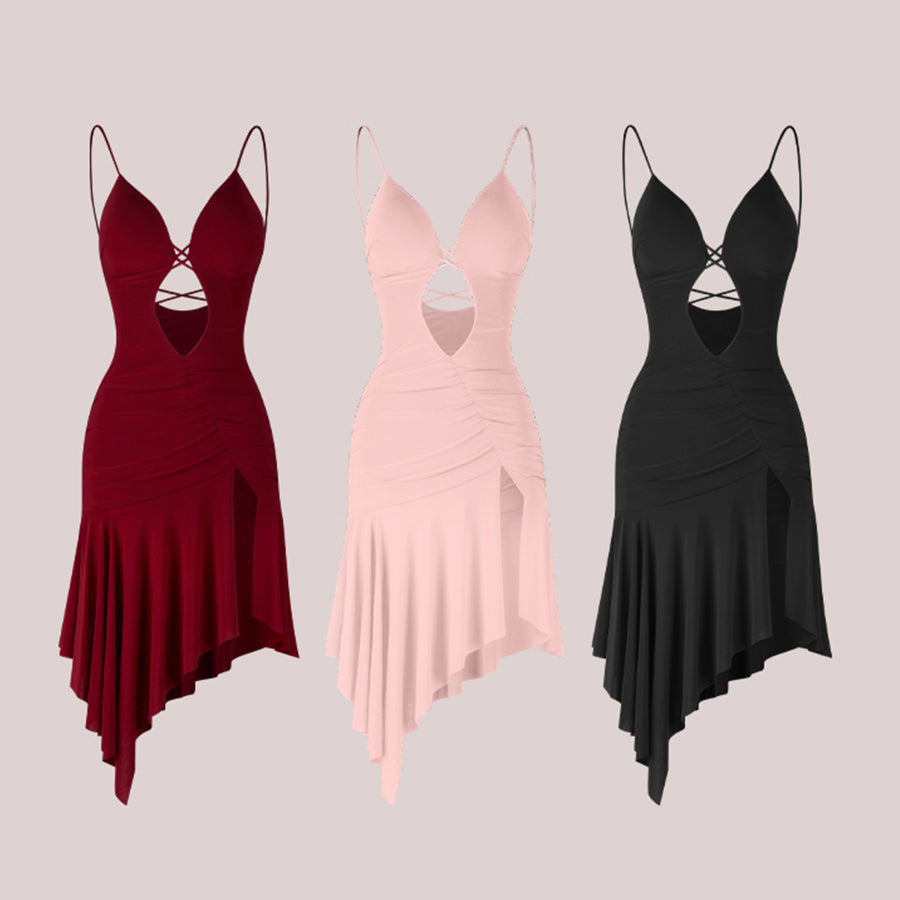 Z Women's Halter Backless Dance Dress DanceWear Training Performance Dress