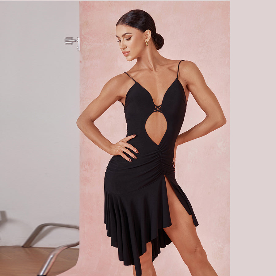 Z Women's Halter Backless Dance Dress DanceWear Training Performance Dress