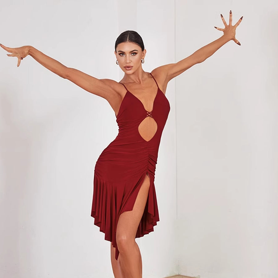 Z Women's Halter Backless Dance Dress DanceWear Training Performance Dress