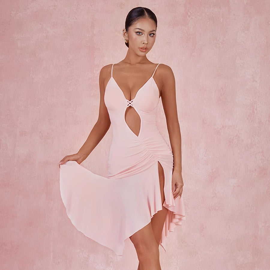 Z Women's Halter Backless Dance Dress DanceWear Training Performance Dress