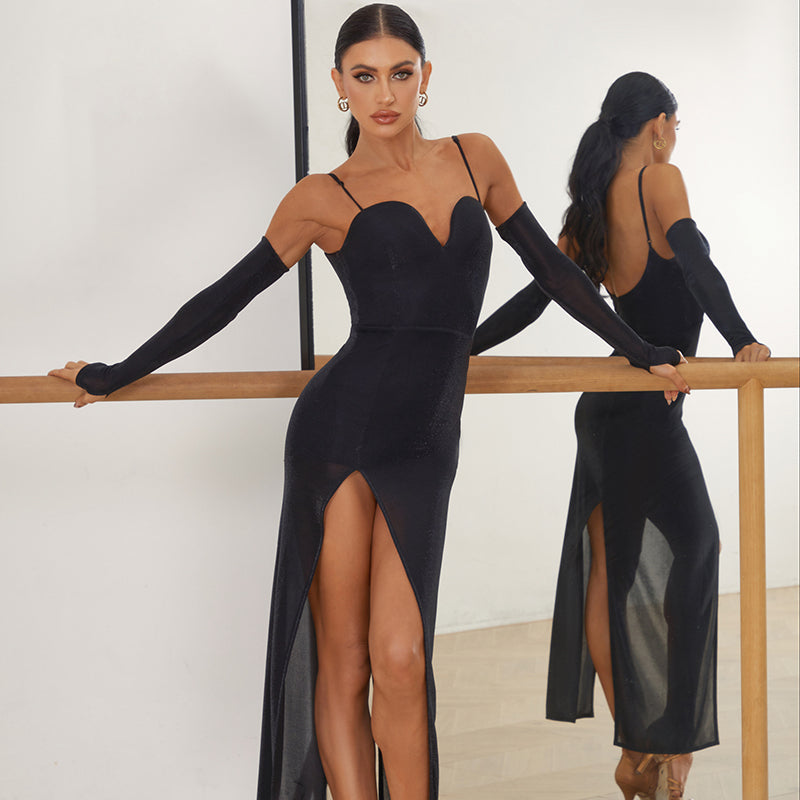 Z Women's Halter Black Dance Dress DanceWear Training Performance Dress