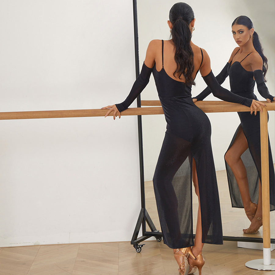 Z Women's Halter Black Dance Dress DanceWear Training Performance Dress