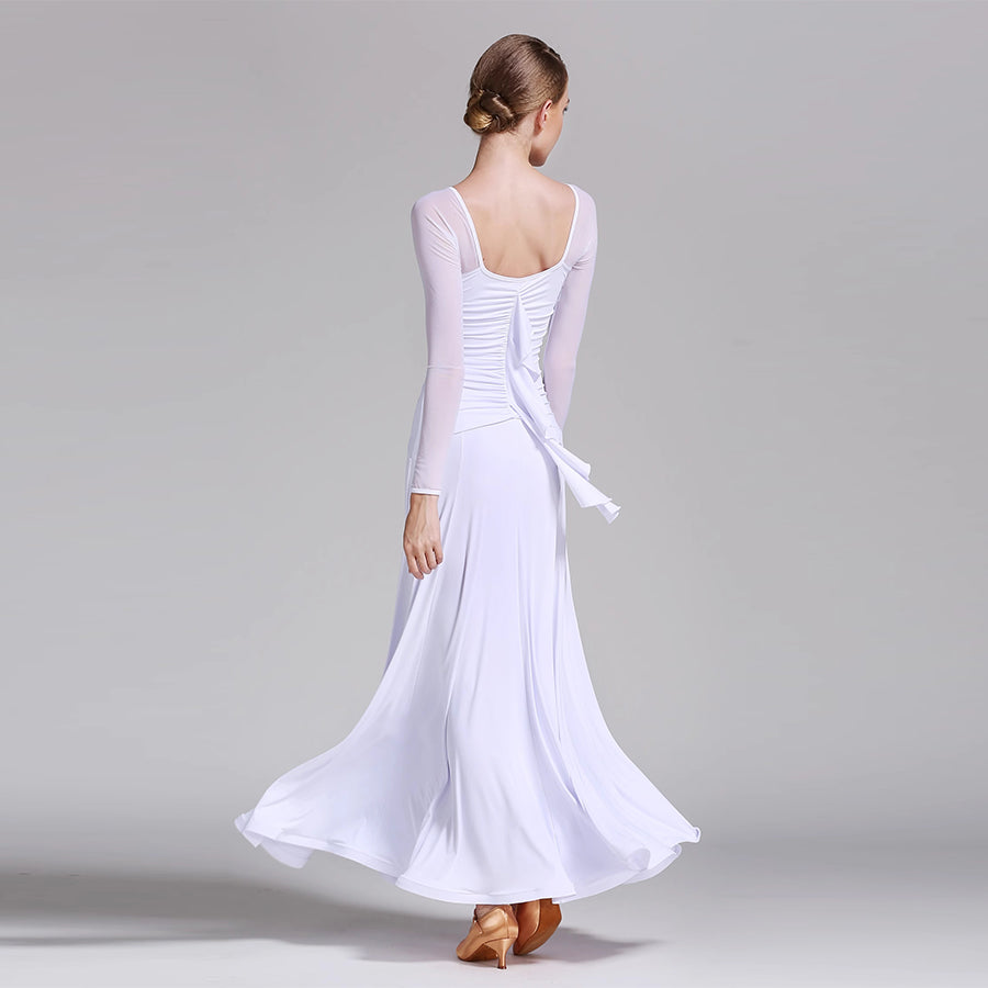Women's Long Sleeve V-Neck Modern Dance Costume Ballroom Dance Dress