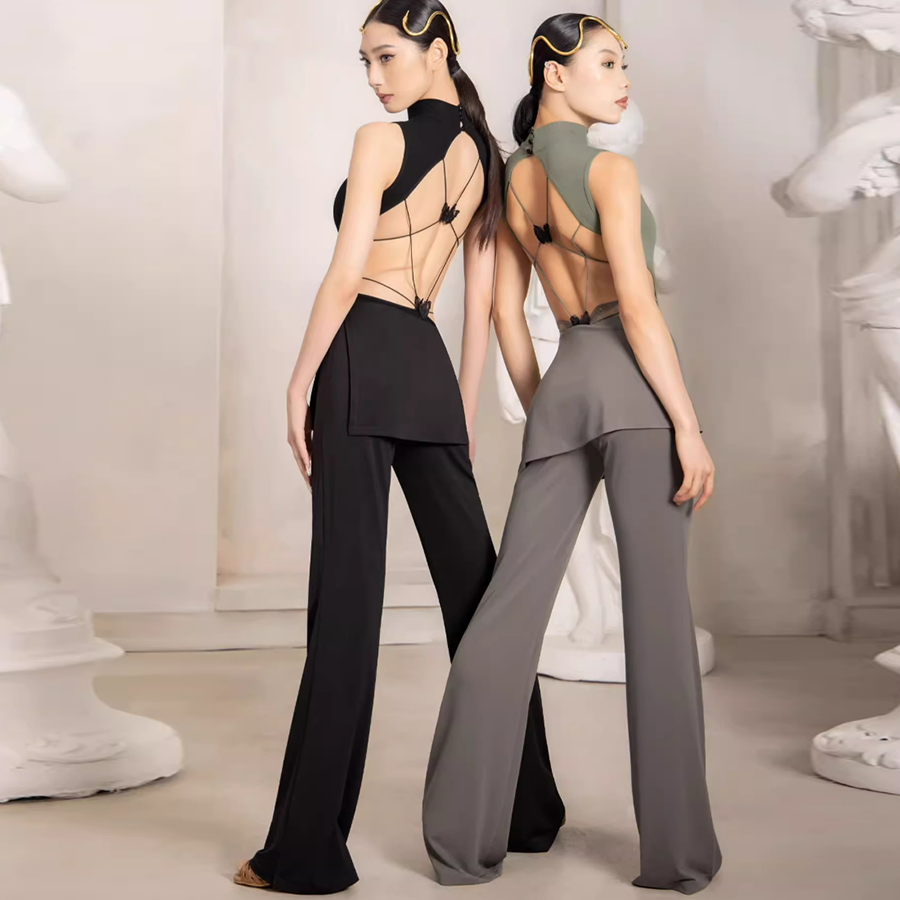 YES Women's High Waist Pants Latin Dance Wear Training Performance Pants