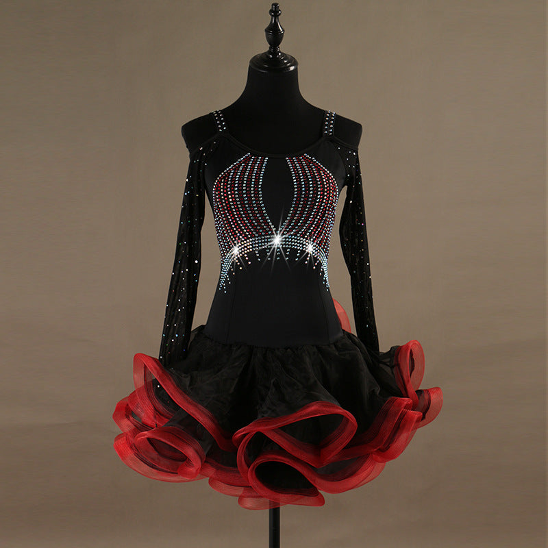 Customisable-Spandex Crystals Latin Dance Dress Competition Dress Performance Dress