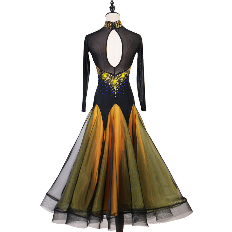 Customisable- Women's Hight Neck Modern Performance Competition Dress Waltz Ballroom Dance Dress
