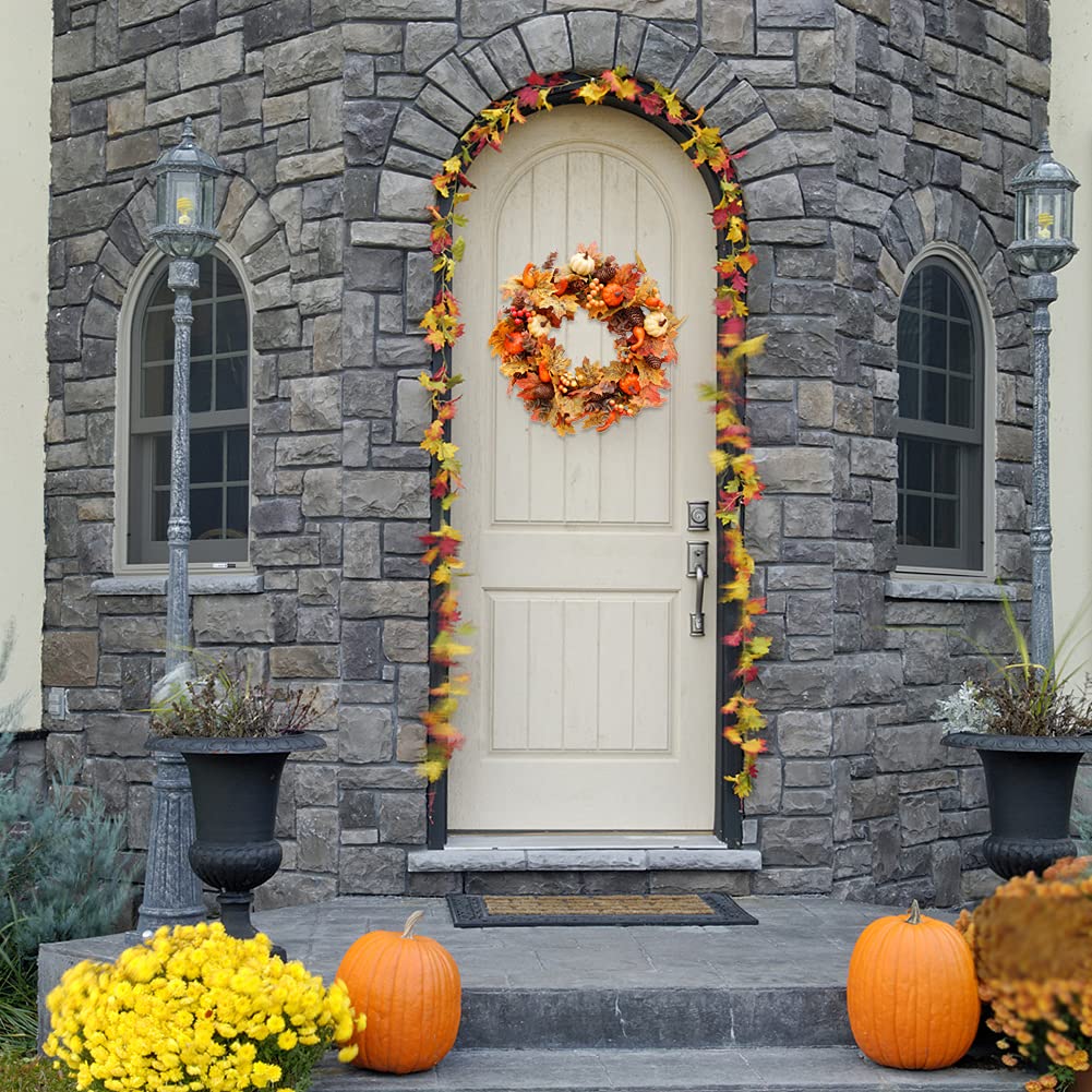 20 in. Pumpkins, Pine Cones and Berries Fall Artificial Wreath