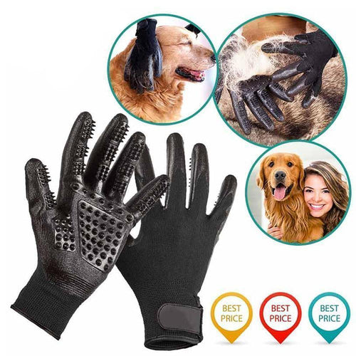 Pet Grooming Gloves For Cats, Dogs & Horses - ( 1 Pair )