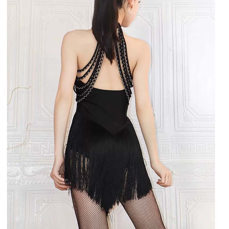 Women's Spandex Splicing Tassel Dance Dress Dance Wear Training Performance Dress