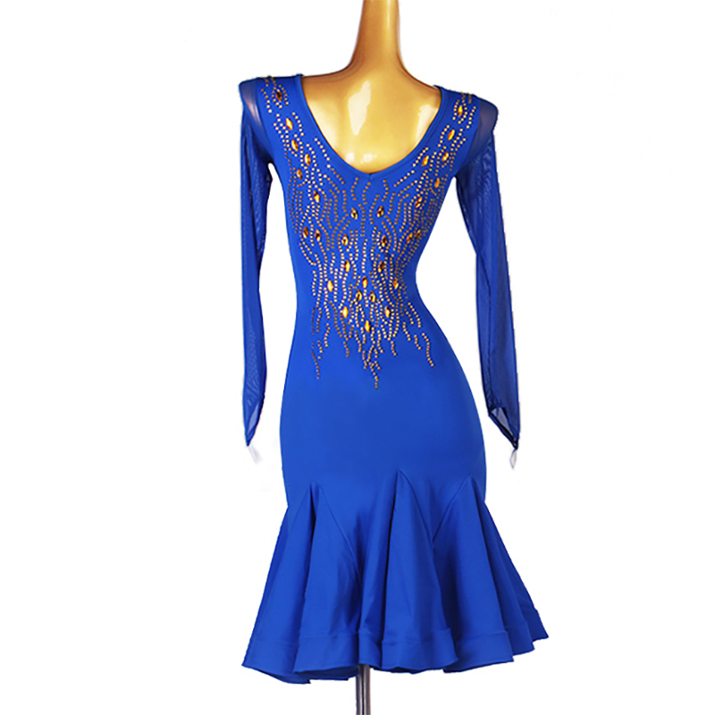 Customisable-Women's Long Sleeves Sleeves Rumba Latin Dance Dresses Performance Dresses