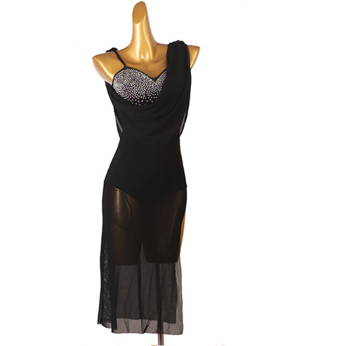 Customisable-Women's One Shoulder Latin Dance Dress Rumba Dance Practice Dresses Performance Dresses