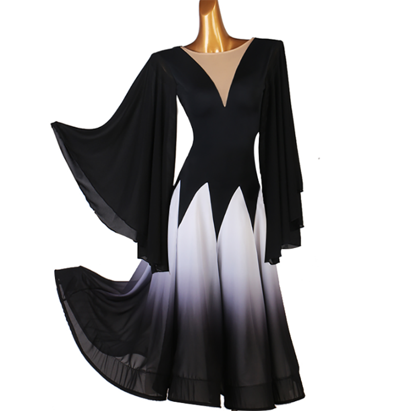 Customisable-Women's Horn Sleeve Modern Dance Performance Dress Ballroom Dance Dress