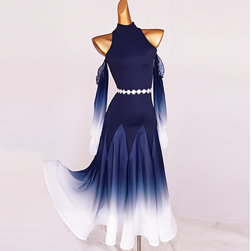 Customisable-Women's Long Sleeve Modern Dance Performance Dress Ballroom Dance Dress