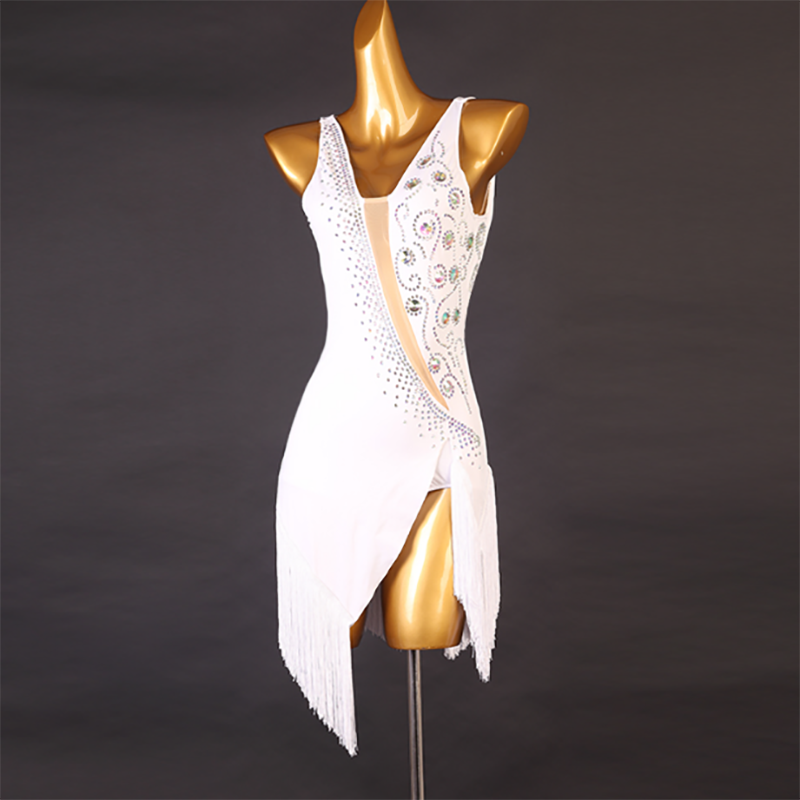 Customisable-Women's Rhinestone High Split Rumba Latin Dance Dresses Performance Dresses