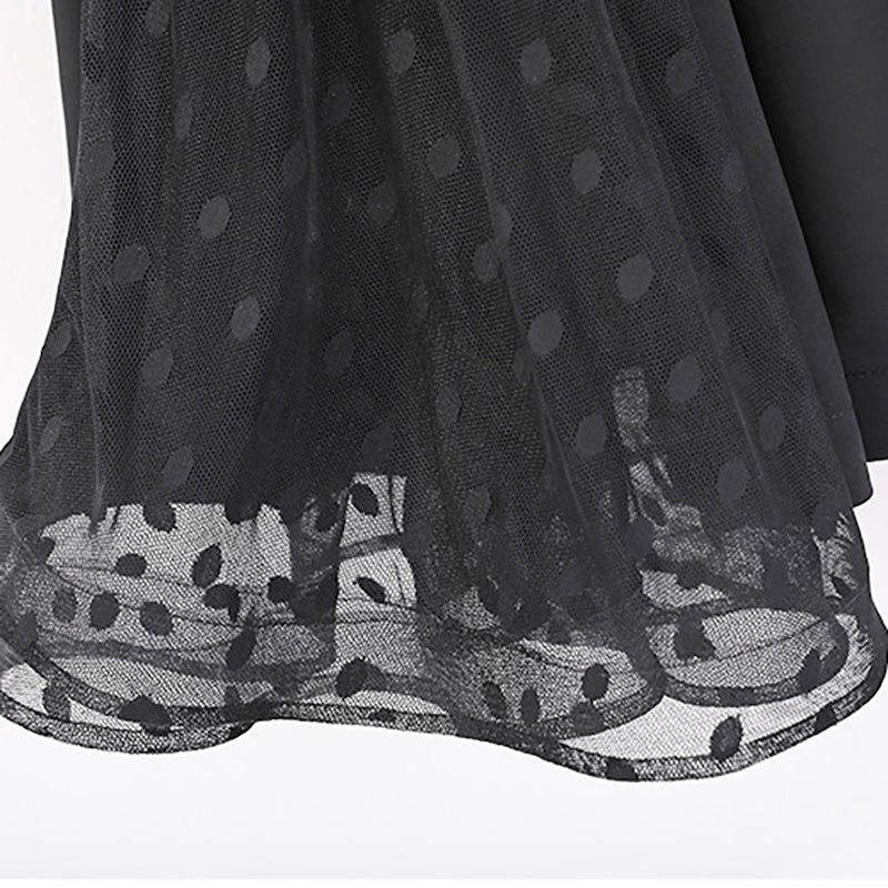 Women's Polka Mesh Modern Dance Performance Dress Waltz Ballroom Dance Dress