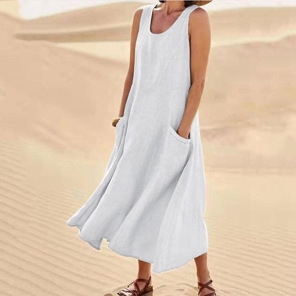 🔥 Last Day Promotion 48% OFF 🔥Women's Sleeveless Cotton And Linen Dress