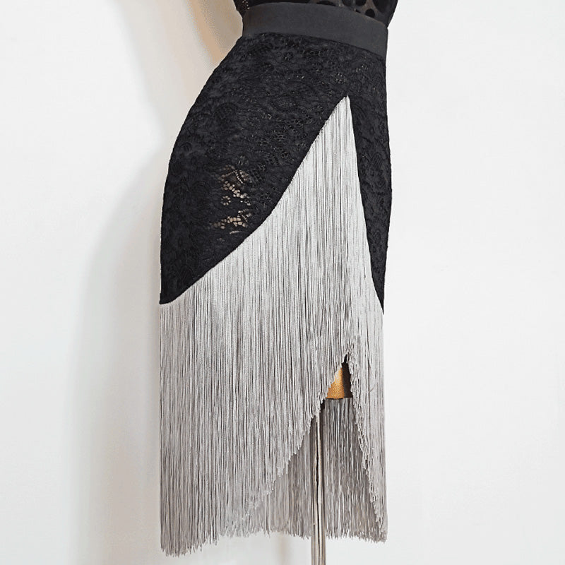 Women's Milk Silk Tassel Dance Skirt Training Performance Dancewear