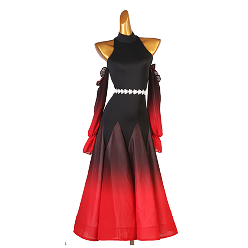 Customisable-Women's Long Sleeve Modern Dance Performance Dress Ballroom Dance Dress