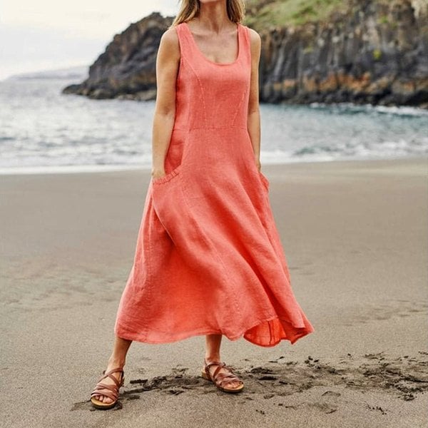 🔥 Last Day Promotion 48% OFF 🔥Women's Sleeveless Cotton And Linen Dress