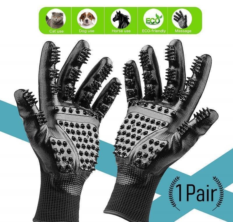 Pet Grooming Gloves For Cats, Dogs & Horses - ( 1 Pair )