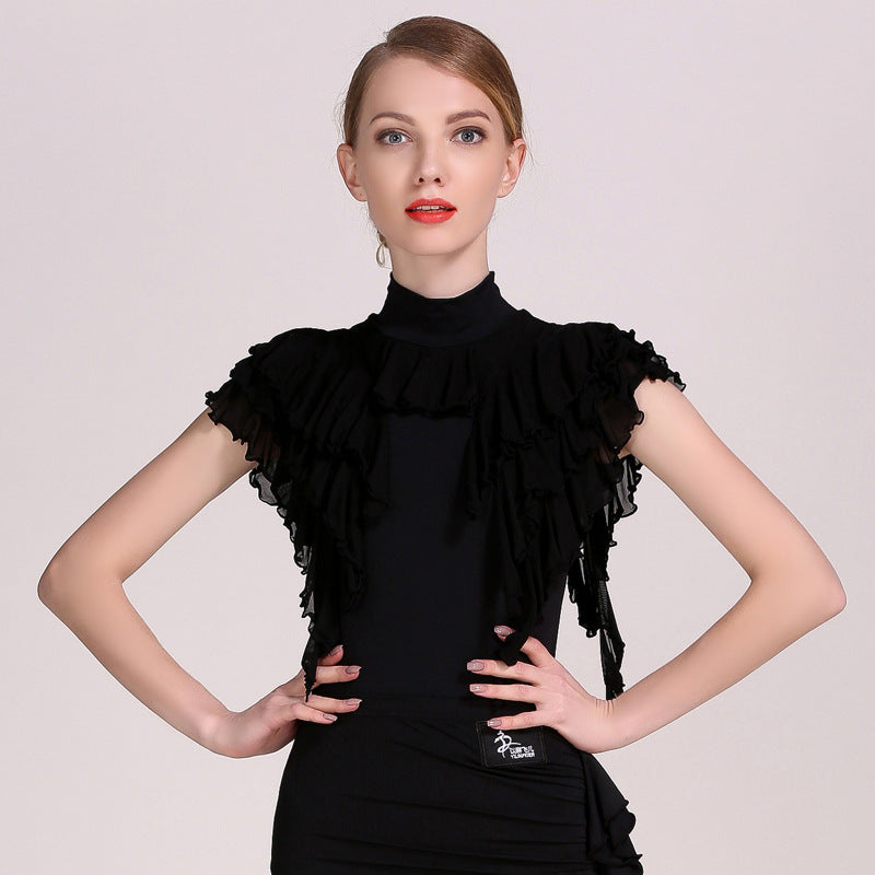 Women's Short Sleeve Ruffle Latin Dance Tops Dance Bodysuit Dance Wear
