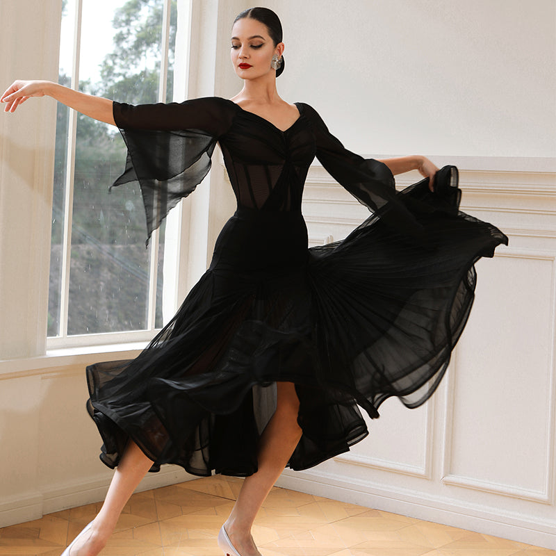 TID-Women's Black Mesh Swing Modern Ballroom Waltz Dance Skirts