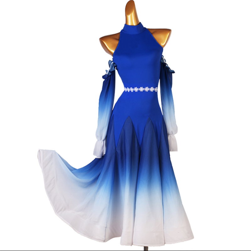 Customisable-Women's Long Sleeve Modern Dance Performance Dress Ballroom Dance Dress