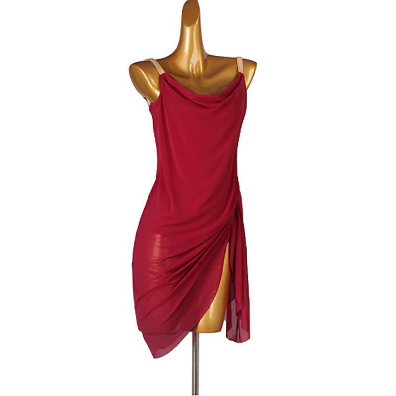 Customisable-Women's Rumba Spaghetti Straps Latin Dance Practice Dresses Performance Dresses