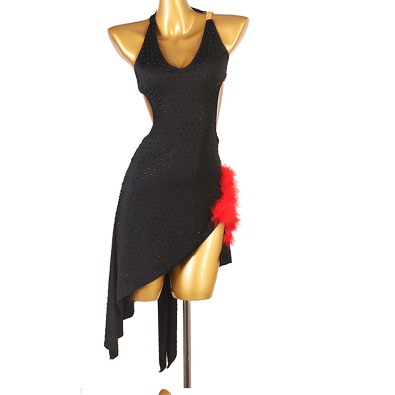 Customisable-Women's Sleeveless Rhinestone Rumba Latin Dance Dresses Performance Dresses